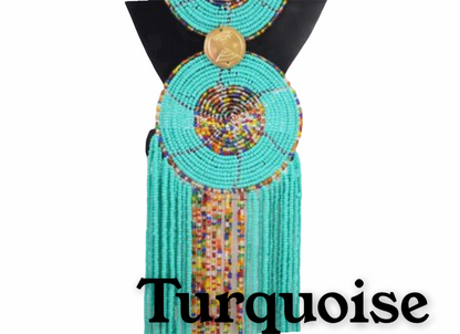 African Tribal Beaded Fringe Pendant Necklaces