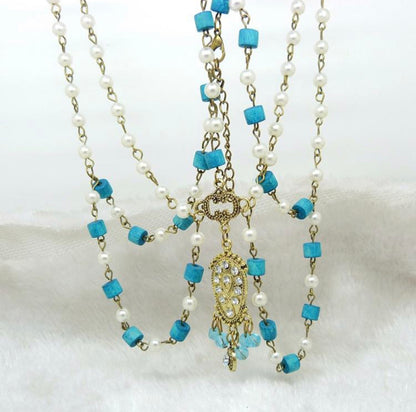 Multilayered Beaded Rhinestone Tassels Headpiece Hair Jewellery