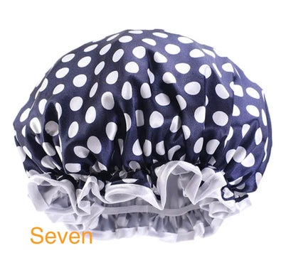 Double Layered Satin Silk Deep Conditioner Reusable Shower Bonnet Caps
