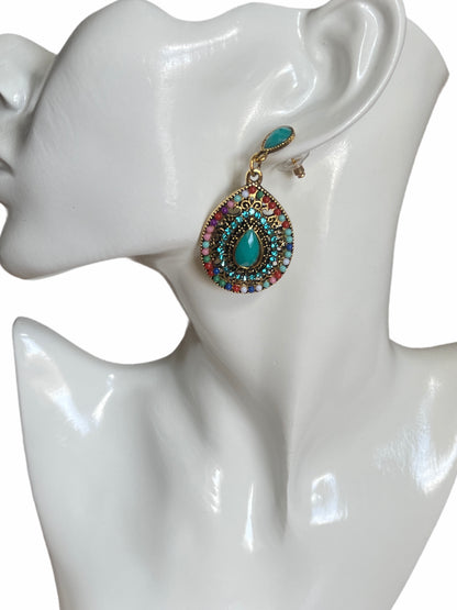 Ethnic Bohemian Vintage Style Resin Rhinestones Beads Teardrop Retro Dangle Ea