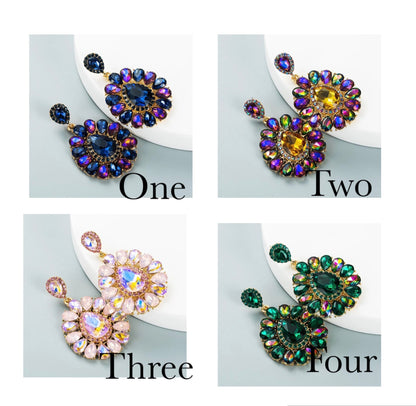 Luxury Classic Style Rhinestones Crystal Teardrop Stud Dangle Earrings