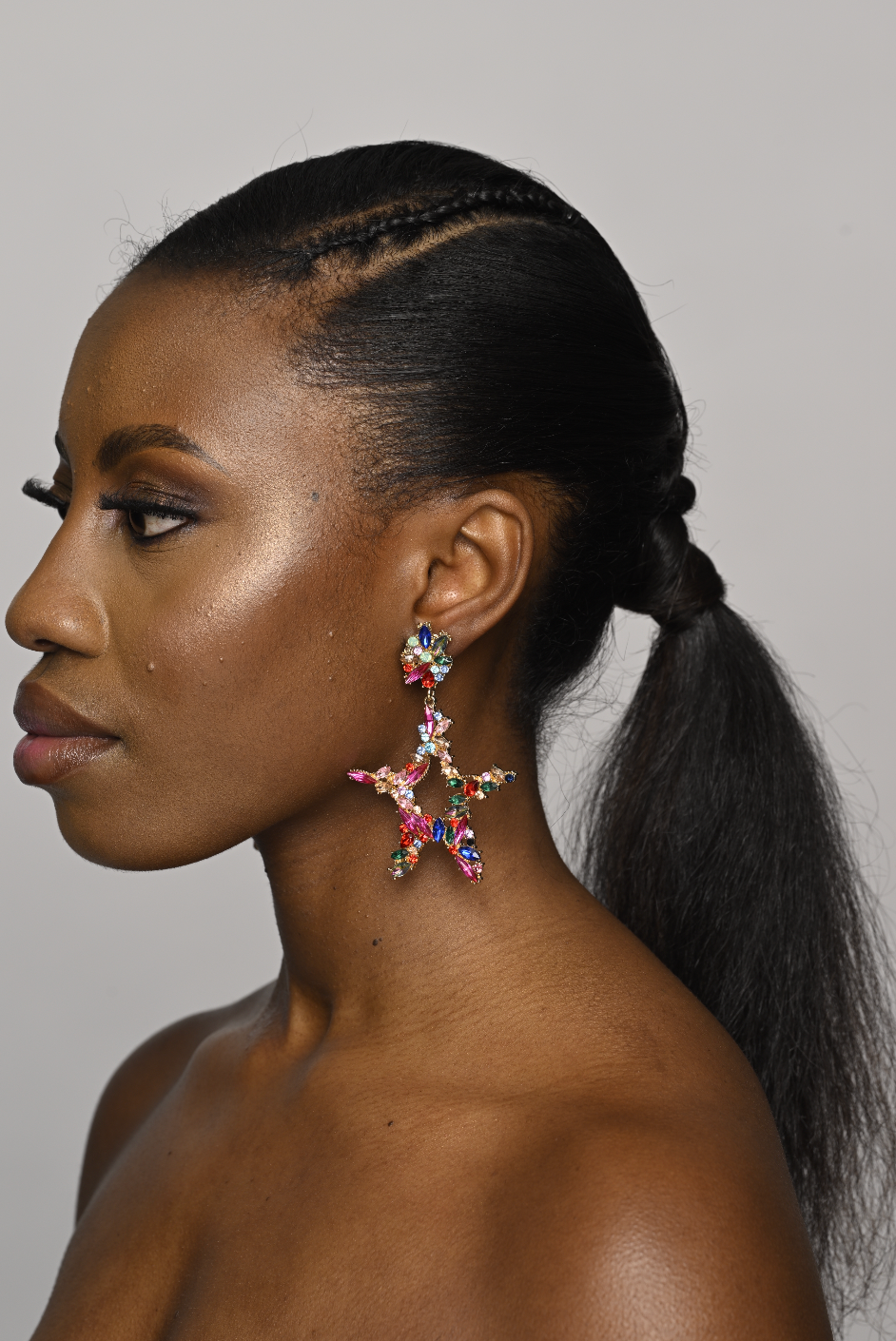 Multicolour Rhinestones Star Stud Earrings