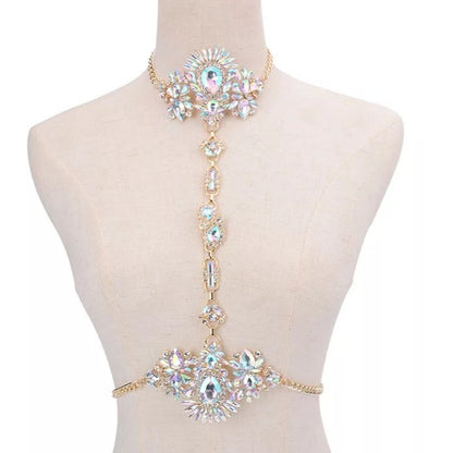 Crystal Rhinestone Sparkling Bling Body Harness Statement Chain Jewelle