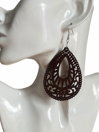 Heritage Ethnic Wooden Dangle Earrings