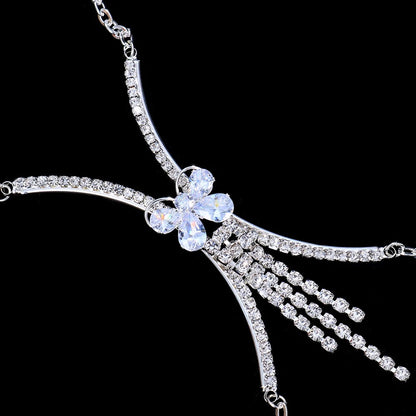 Zircon Butterfly Centred Tassel Bra Bracket Underwear Rhinestone Statement Body