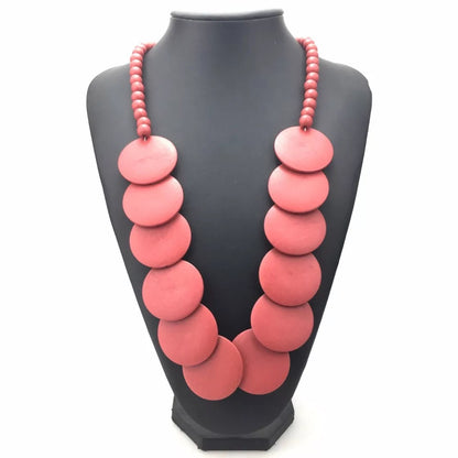Tribal Ethnic Large Wooded Beaded Necklace Set