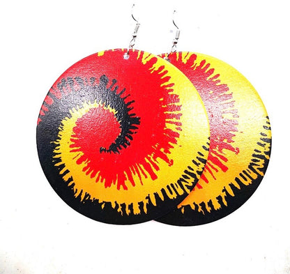 Hand Painted Heritage Wooden Dangle Earrings