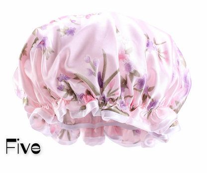 Kids Luxury Satin Silk Doubled Layered Shower Bonnet Caps