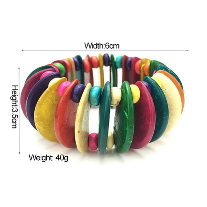 Coconut Shell Beaded Bangle Bracelets
