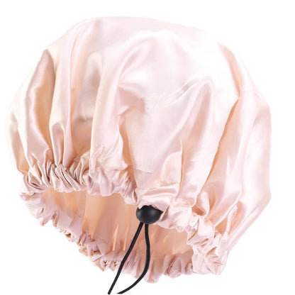 Children Satin Silk Doubled Layered Adjustable Shower Bonnet Caps