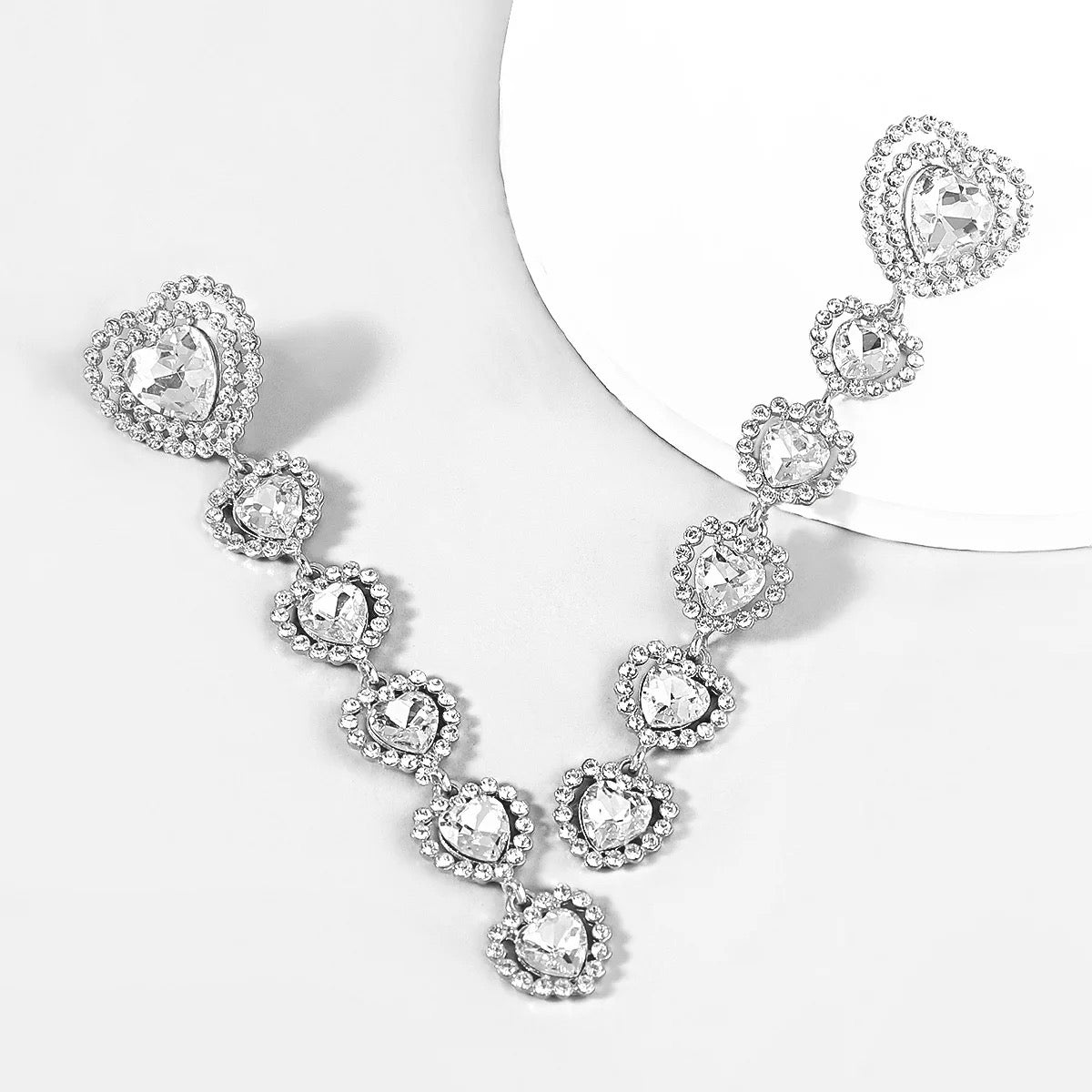 Long Elegant Diamante Rhinestone Teardrop Dangle Stud Earrings