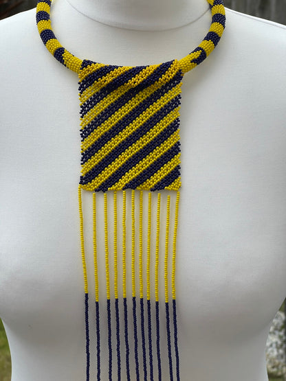Authentic Multicoloured Long Fringe Tassels Zulu Tribal Ethnic Beaded Necklace