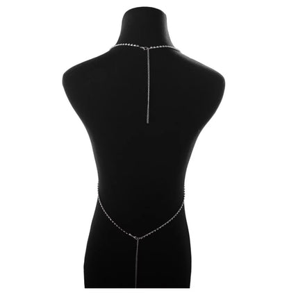 Crystal Rhinestone Double Layered Cross Bra Statement Body Chain Jewellery