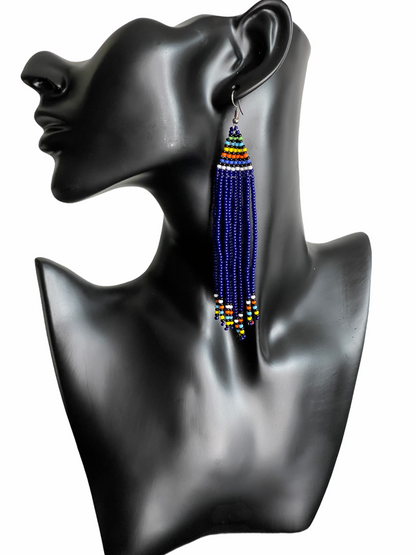 Long Authentic African Maasai Zulu Style Tribal Ethnic Dangle Earrings