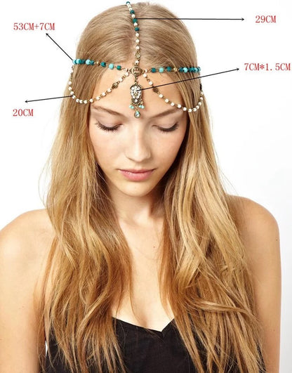 Multilayered Beaded Rhinestone Tassels Headpiece Hair Jewellery