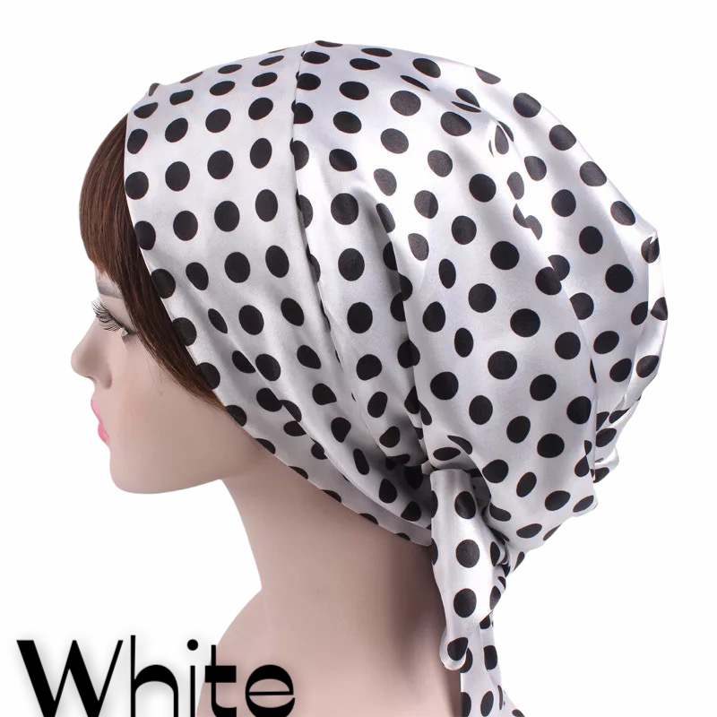 Luxury Satin Silk Head Scarf Bonnet Wrap Bow Ties