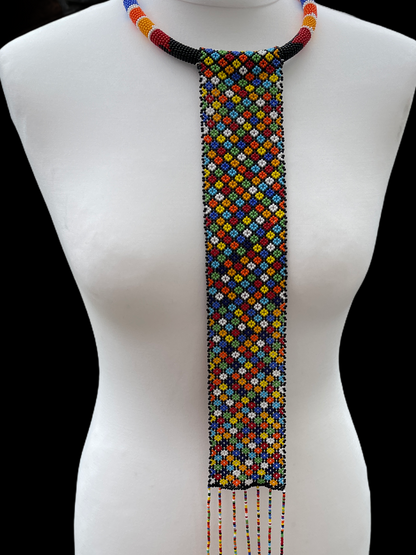 Authentic Multicoloured Long Fringe Tassels Zulu Tribal Ethnic Beaded