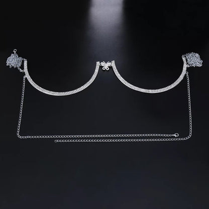 Crystal Rhinestone Bra Bracket Underwear Statement Body Chain Jewellery