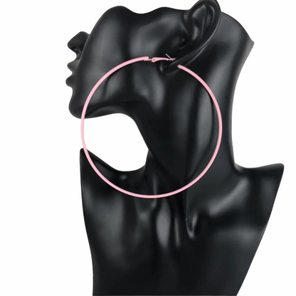 Funky 10cm Colourful Retro Round Hoop Earrings