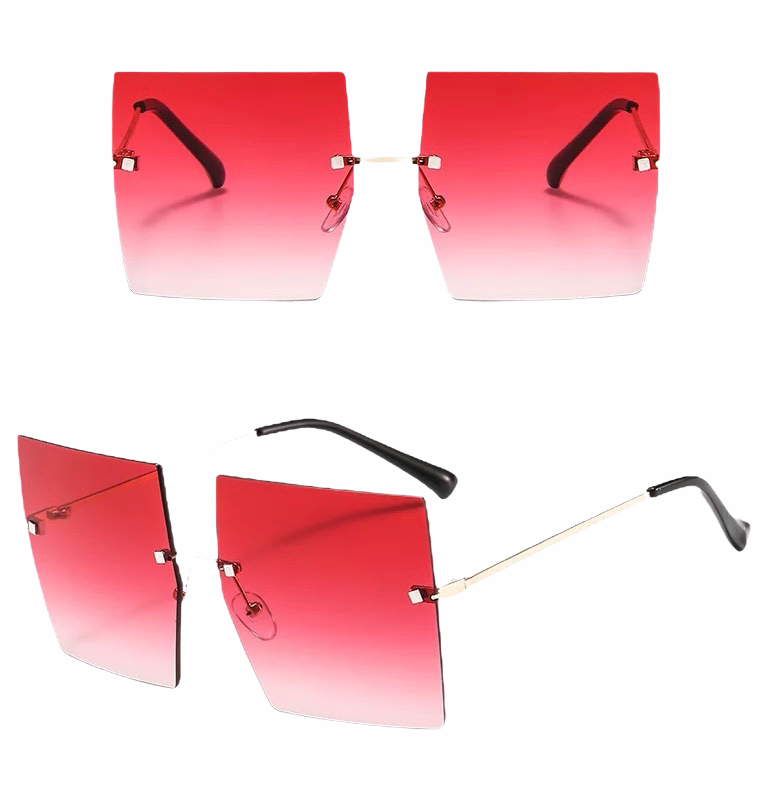 Oversized Trendy Square 400 UV Gradient Lenses Optical Rimless Sunglasses