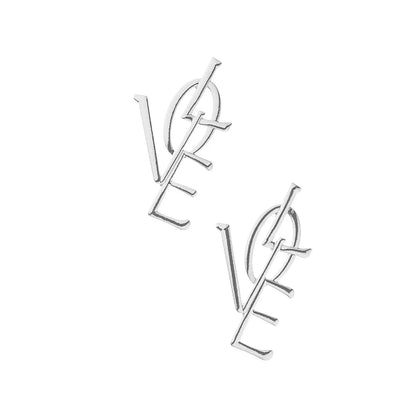 Large Alphabet Love Shaped Sign Stud Statement Earrings