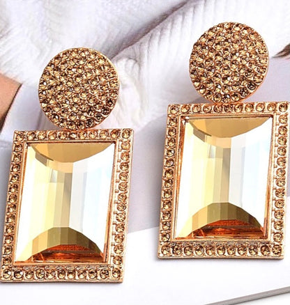 Large Crystal Diamante Rhinestone Elegant Dangle Stud Statement Earrings