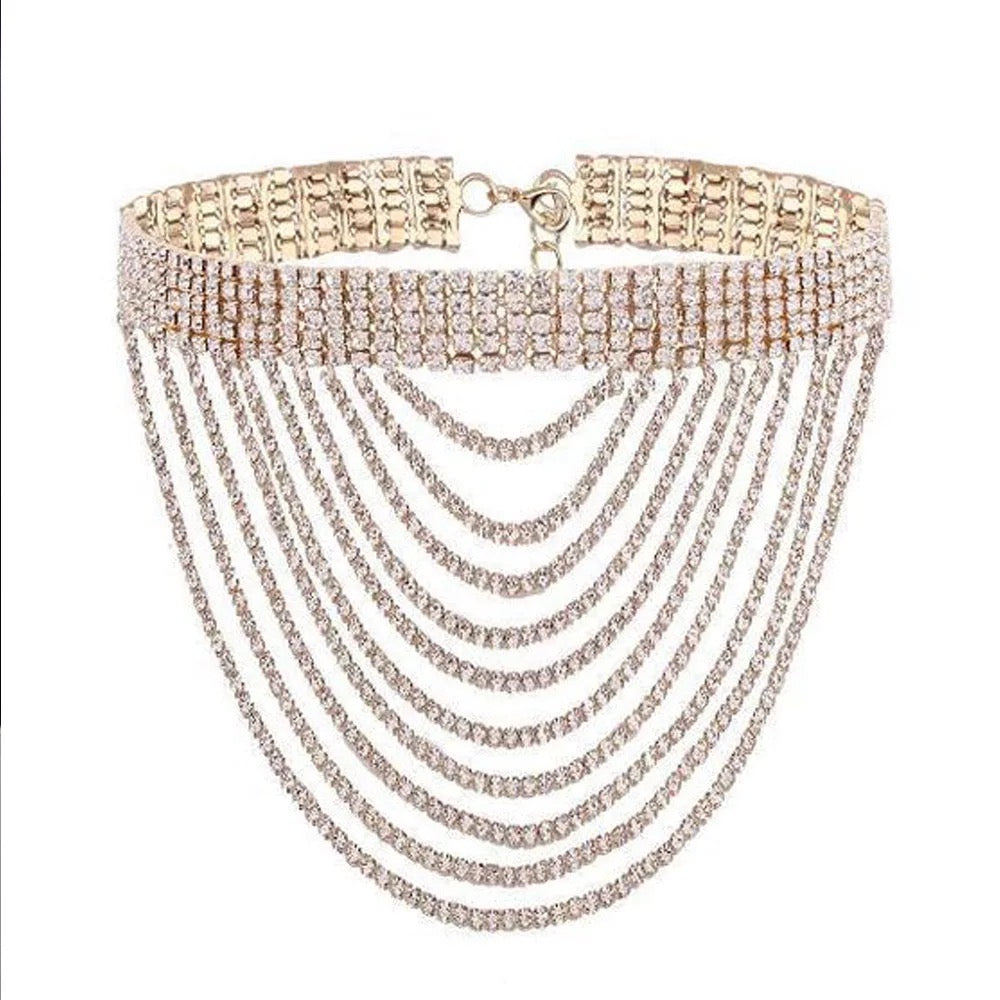 Gorgeous Sparkling Crystal Rhinestones Statement Choker Necklaces