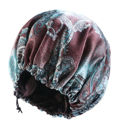 Adjustable Double Layered Revisable Satin Silk Bonnet Caps