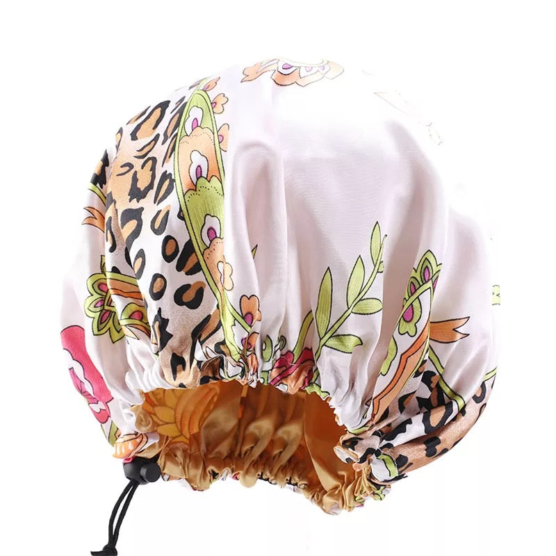 Adjustable Double Layered Revisable Satin Silk Bonnet Caps