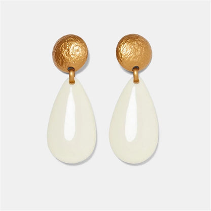 White Resin Water Drop Earrings