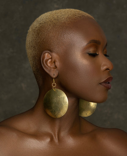 Authentic African Ethnic Tribal Hammered Brass Dangle Earrings