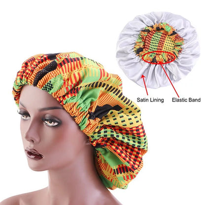 Satin Silk African Pattern Ankara Bonnet Caps