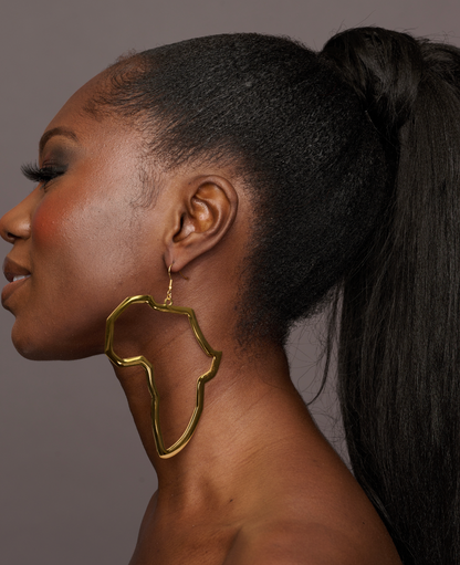 Large Africa Map Shape Dangle Earrings
