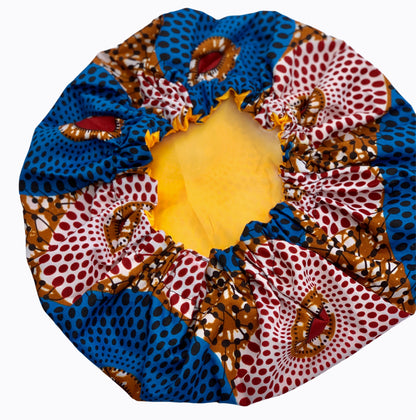 African Ankara Cotton Print Fabric With Satin Silk Lining Revisable Bonnet Caps