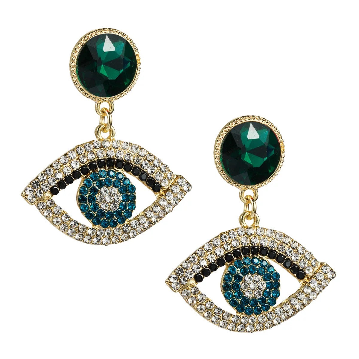 Multicolour Rhinestones Crystal Eye Stud Dangle Earrings