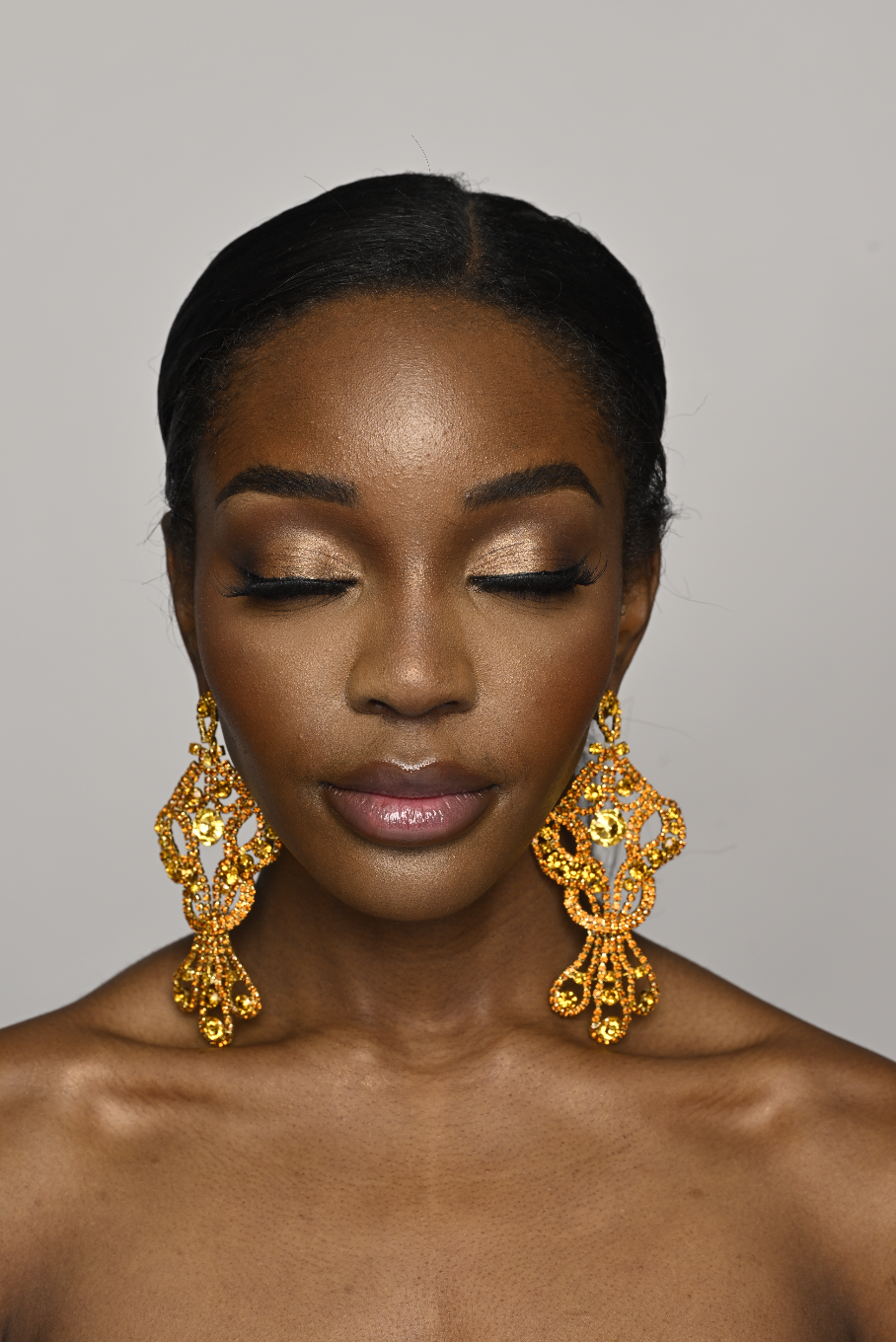 Glamorous Long Teardrop Crystal Diamante Rhinestone Tassel Stud Earrings