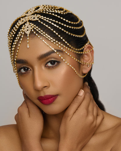 Luxury Crystal Diamante Rhinestone Multi layered Tassels Headpiece Hair