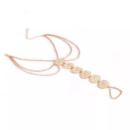 Multi Layered Metal Disc Beach Barefoot Sandals Tassel Toe Anklet Bracelets
