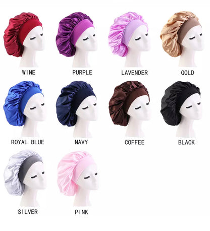 Large Band Satin Silk Single Layered Luxury Stylish Bonnet Caps