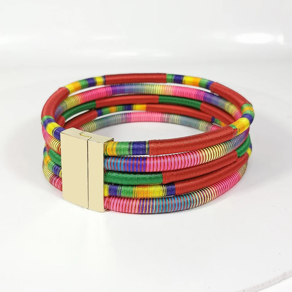 Multilayered Collar Choker Necklaces and Bangle Cuff Sets