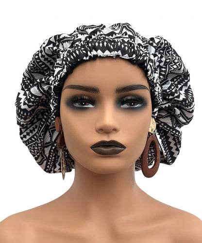 Satin Silk Double Layered Revisable Ankara Bonnet Caps