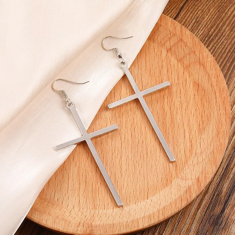Lightweight Cross Pendant Dangle Earrings
