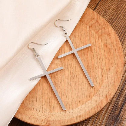Lightweight Cross Pendant Dangle Earrings