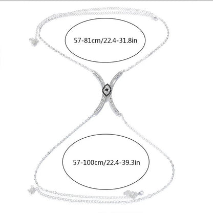 Crystal Rhinestone Centred Bra Bracket Underwear Statement Body Chain Jewellery