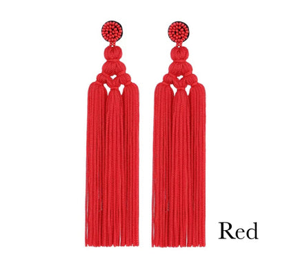 Bohemian Long Fringed Tassel And Beads Earrings