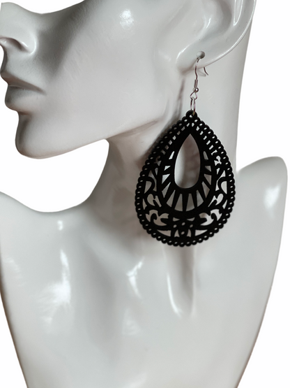 Heritage Ethnic Wooden Dangle Earrings