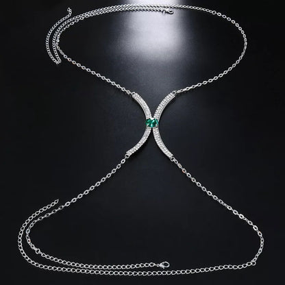 Round Crystal Rhinestone Centred Bra Bracket Underwear Body Jewellery