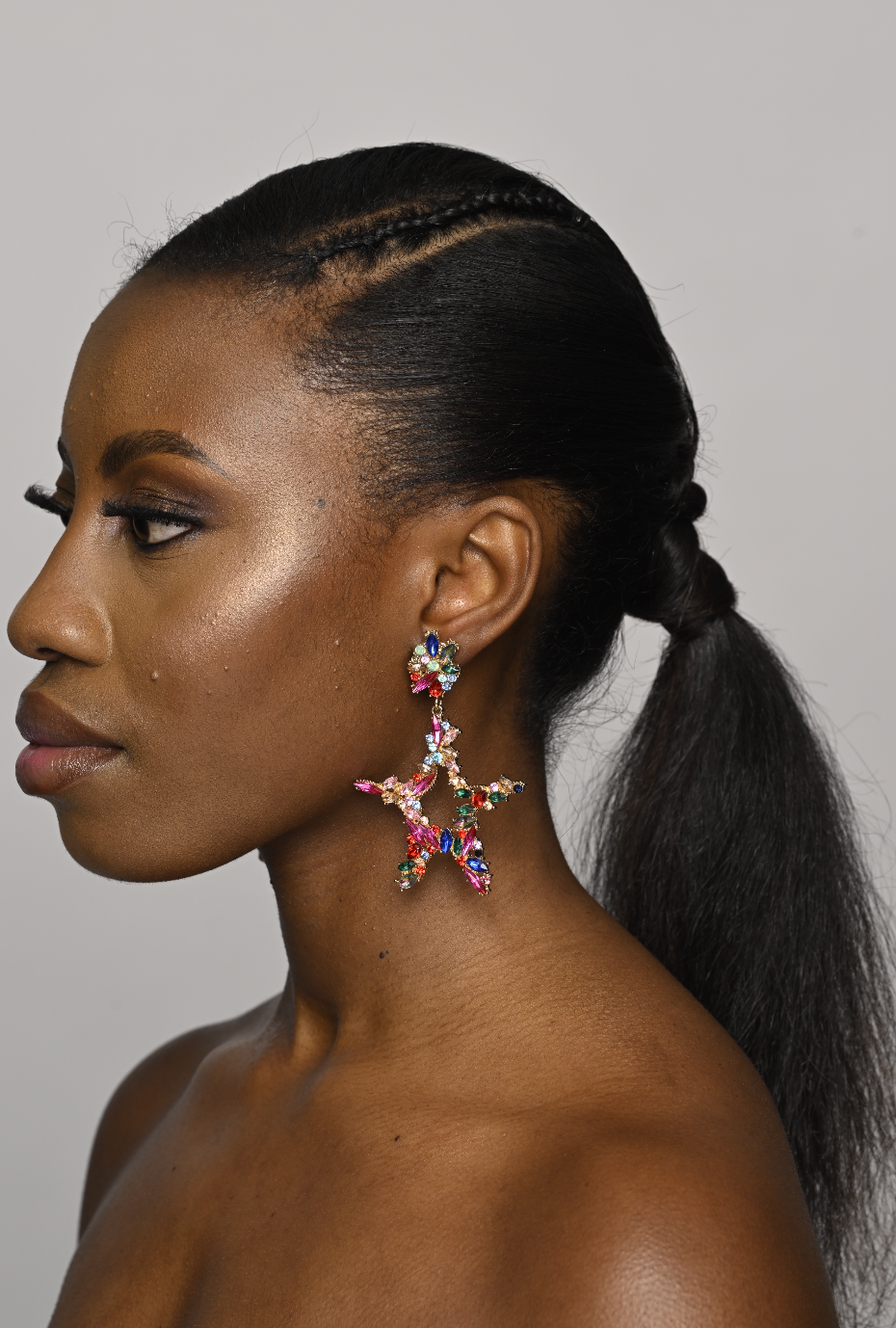 Multicolour Rhinestones Star Stud Earrings