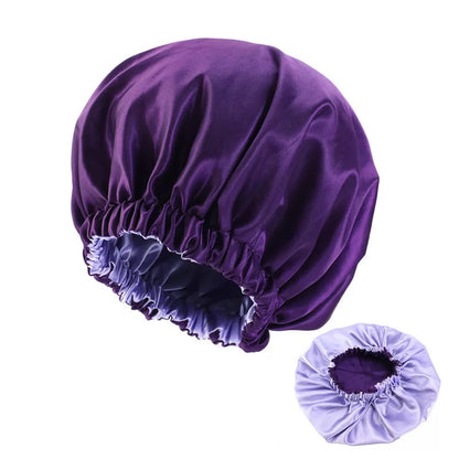 Large Satin Silk Revisable Bonnet Caps With Ruffle Edges