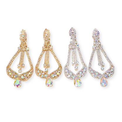 Elegant AB Colours Diamante Rhinestone Stud Dangle Earrings